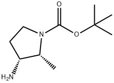 (2R,3R)-3-氨基-2-甲基-1-吡咯烷羧酸叔丁酯 结构式