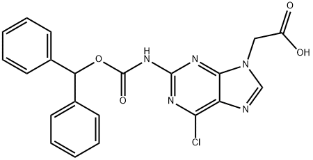 2-（2-（（（（苯甲酰氧基）羰基）氨基）-6-氯-9H-嘌呤-9-基）乙酸 结构式