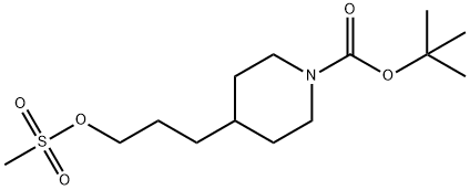 3-(1-BOC-4-哌啶基)丙基甲磺酸酯 结构式