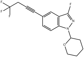 3-氟-1-(四氢-2H-吡喃-2-基)-5-(4,4,4-三氟丁-1-炔-1-基)-1H-吲唑 结构式