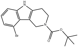 9-Bromo-1,3,4,5-tetrahydro-pyrido[4,3-b]indole-2-carboxylic acid tert-butyl ester 结构式