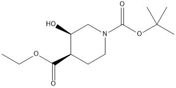 (+)-(3R,4R)-3-羟基哌啶-1-甲酸叔丁酯,4-甲酸乙酯 结构式