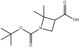 1-(叔丁氧基羰基)-2,2-二甲基氮杂环丁烷-3-羧酸 结构式