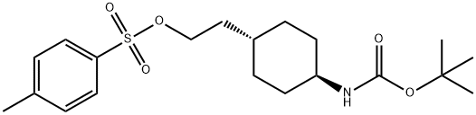 反式-4-N-BOC-氨基环己乙基对甲苯磺酸酯 结构式