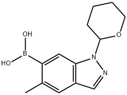 (5-甲基-1-(四氢-2H-吡喃-2-基)-1H-吲唑-6-基)硼酸 结构式