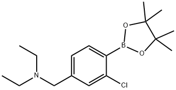 N-(3-氯-4-(4,4,5,5-四甲基-1,3,2-二氧硼杂环戊烷-2-基)苯基)-N-乙基乙胺 结构式