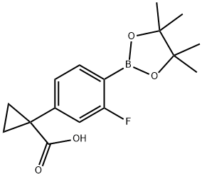 1-(3-氟-4-(4,4,5,5-四甲基-1,3,2-二氧硼杂环戊烷-2-基)苯基)环丙烷-1-羧酸 结构式