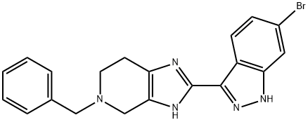 5-BENZYL-2-(6-BROMO-1H-INDAZOL-3-YL)-4,5,6,7-TETRAHYDRO-1H-IMIDAZO[4,5-C]PYRIDINE 结构式