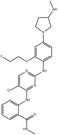 Benzamide, 2-[[5-chloro-2-[[2-(2-fluoroethoxy)-4-[3-(methylamino)-1-pyrrolidinyl]phenyl]amino]-4-pyrimidinyl]amino]-N-methyl- 结构式
