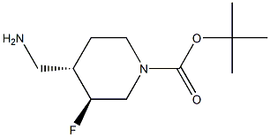 (3S,4S)-4-(氨基甲基)-3-氟哌啶-1-羧酸叔丁酯 结构式