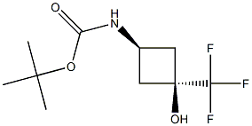 tert-butyl N-[trans-3-hydroxy-3-(trifluoromethyl)cyclobutyl]carbamate 结构式