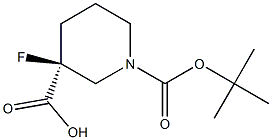 (3S)-1-[(叔丁氧基)羰基] -3-氟哌啶-3-羧酸 结构式