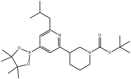 2-(iso-Butyl)-6-(N-Boc-piperidin-3-yl)pyridine-4-boronic acid pinacol ester 结构式