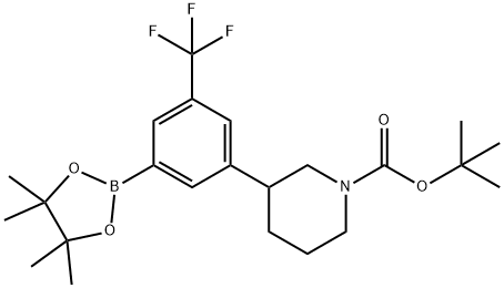 3-(N-Boc-Piperidin-3-yl)-5-trifluoromethylphenylboronic acid pinacol ester 结构式