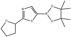 2-(tetrahydrofuran-2-yl)-5-(4,4,5,5-tetramethyl-1,3,2-dioxaborolan-2-yl)thiazole 结构式