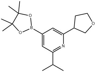 2-isopropyl-6-(tetrahydrofuran-3-yl)-4-(4,4,5,5-tetramethyl-1,3,2-dioxaborolan-2-yl)pyridine 结构式