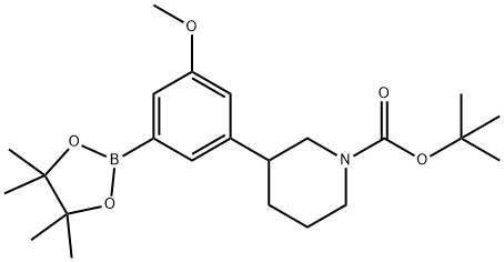 3-(N-Boc-Piperidin-3-yl)-5-methoxyphenylboronic acid pinacol ester 结构式