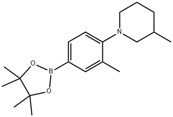 3-Methyl-4-(3-methylpiperidin-1-yl)phenylboronic acid pinacol ester 结构式