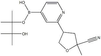 2-[(5'-Methyl-5'-cyano)tetrahydrofuran-3-yl]pyridine-4-boronic acid pinacol ester 结构式