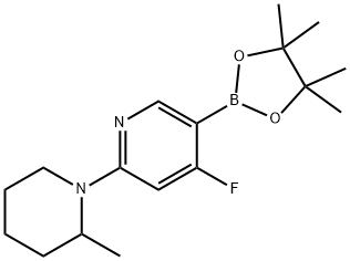 4-Fluoro-2-(2-methylpiperidin-1-yl)pyridine-5-boronic acid pinacol ester 结构式