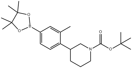 3-Methyl-4-(N-Boc-piperidin-3-yl)phenylboronic acid pinacol ester 结构式