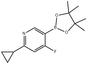 2-cyclopropyl-4-fluoro-5-(4,4,5,5-tetramethyl-1,3,2-dioxaborolan-2-yl)pyridine 结构式