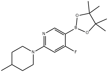 4-Fluoro-2-(4-methylpiperidin-1-yl)pyridine-5-boronic acid pinacol ester 结构式