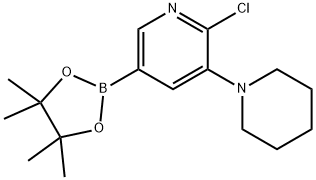 6-Chloro-5-(piperidin-1-yl)pyridine-3-boronic acid pinacol ester 结构式