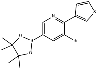 5-Bromo-6-(3-thienyl)pyridine-3-boronic acid pinacol ester 结构式