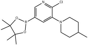 6-Chloro-5-(4-methylpiperidin-1-yl)pyridine-3-boronic acid pinacol ester 结构式