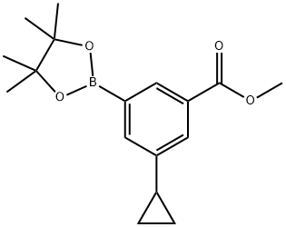 methyl 3-cyclopropyl-5-(4,4,5,5-tetramethyl-1,3,2-dioxaborolan-2-yl)benzoate 结构式