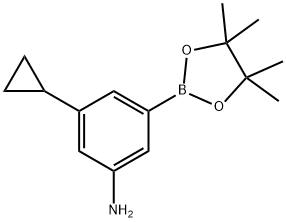 3-环丙基-5-(4,4,5,5-四甲基-1,3,2-二氧苯并呋喃-2-基)苯胺 结构式