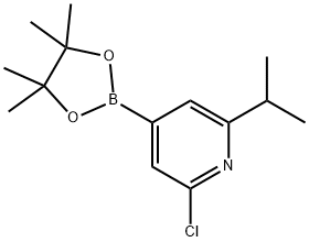 2-chloro-6-isopropyl-4-(4,4,5,5-tetramethyl-1,3,2-dioxaborolan-2-yl)pyridine 结构式