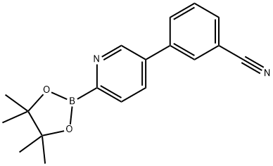 3-(6-(4,4,5,5-tetramethyl-1,3,2-dioxaborolan-2-yl)pyridin-3-yl)benzonitrile 结构式