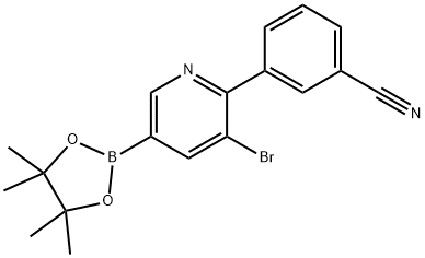 5-Bromo-6-(3-cyanophenyl)pyridine-3-boronic acid pinacol ester 结构式