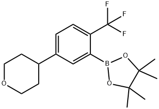 4,4,5,5-tetramethyl-2-(5-(tetrahydro-2H-pyran-4-yl)-2-(trifluoromethyl)phenyl)-1,3,2-dioxaborolane 结构式