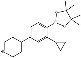 4-(3-cyclopropyl-4-(4,4,5,5-tetramethyl-1,3,2-dioxaborolan-2-yl)phenyl)piperidine 结构式