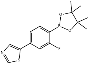 4-(Thiazol-5-yl)-2-fluorophenylboronic acid pinacol ester 结构式