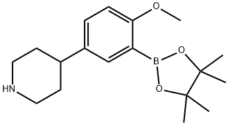 4-(4-methoxy-3-(4,4,5,5-tetramethyl-1,3,2-dioxaborolan-2-yl)phenyl)piperidine 结构式