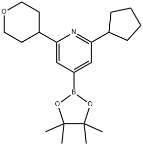 2-Cyclopentyl-6-(oxan-4-yl)pyridine-4-boronic acid pinacol ester 结构式