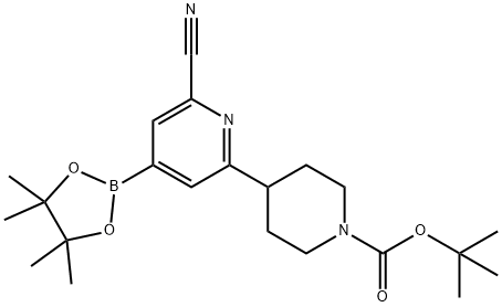 tert-butyl 4-(6-cyano-4-(4,4,5,5-tetramethyl-1,3,2-dioxaborolan-2-yl)pyridin-2-yl)piperidine-1-carboxylate 结构式