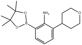 2-Amino-3-(oxan-4-yl)phenylboronic acid pinacol ester 结构式