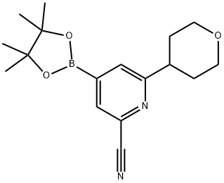 2-Cyano-6-(oxan-4-yl)pyridine-4-boronic acid pinacol ester 结构式