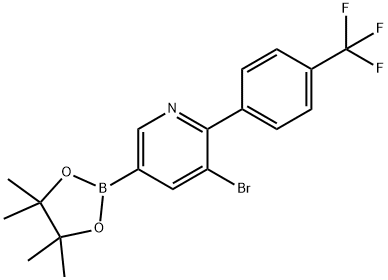 5-Bromo-6-(4-trifluoromethylphenyl)pyridine-3-boronic acid pinacol ester 结构式