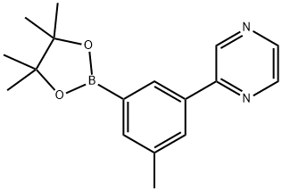 2-(3-methyl-5-(4,4,5,5-tetramethyl-1,3,2-dioxaborolan-2-yl)phenyl)pyrazine 结构式