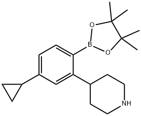 4-(5-cyclopropyl-2-(4,4,5,5-tetramethyl-1,3,2-dioxaborolan-2-yl)phenyl)piperidine 结构式