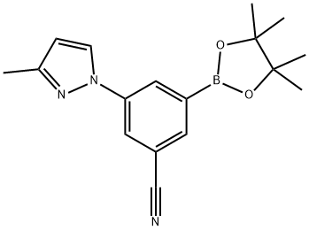 3-(3-methyl-1H-pyrazol-1-yl)-5-(4,4,5,5-tetramethyl-1,3,2-dioxaborolan-2-yl)benzonitrile 结构式