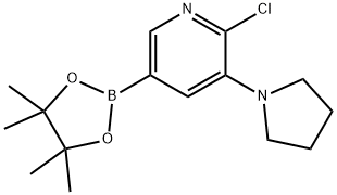 6-Chloro-5-(pyrrolidino)pyridine-3-boronic acid pinacol ester 结构式