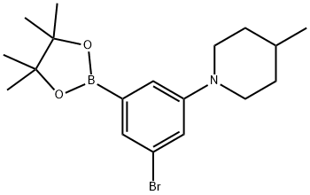 3-Bromo-5-(4-methylpiperidin-1-yl)phenylboronic acid pinacol ester 结构式