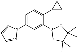 2-Cyclopropyl-5-(1H-pyrazol-1-yl)phenylboronic acid pinacol ester 结构式